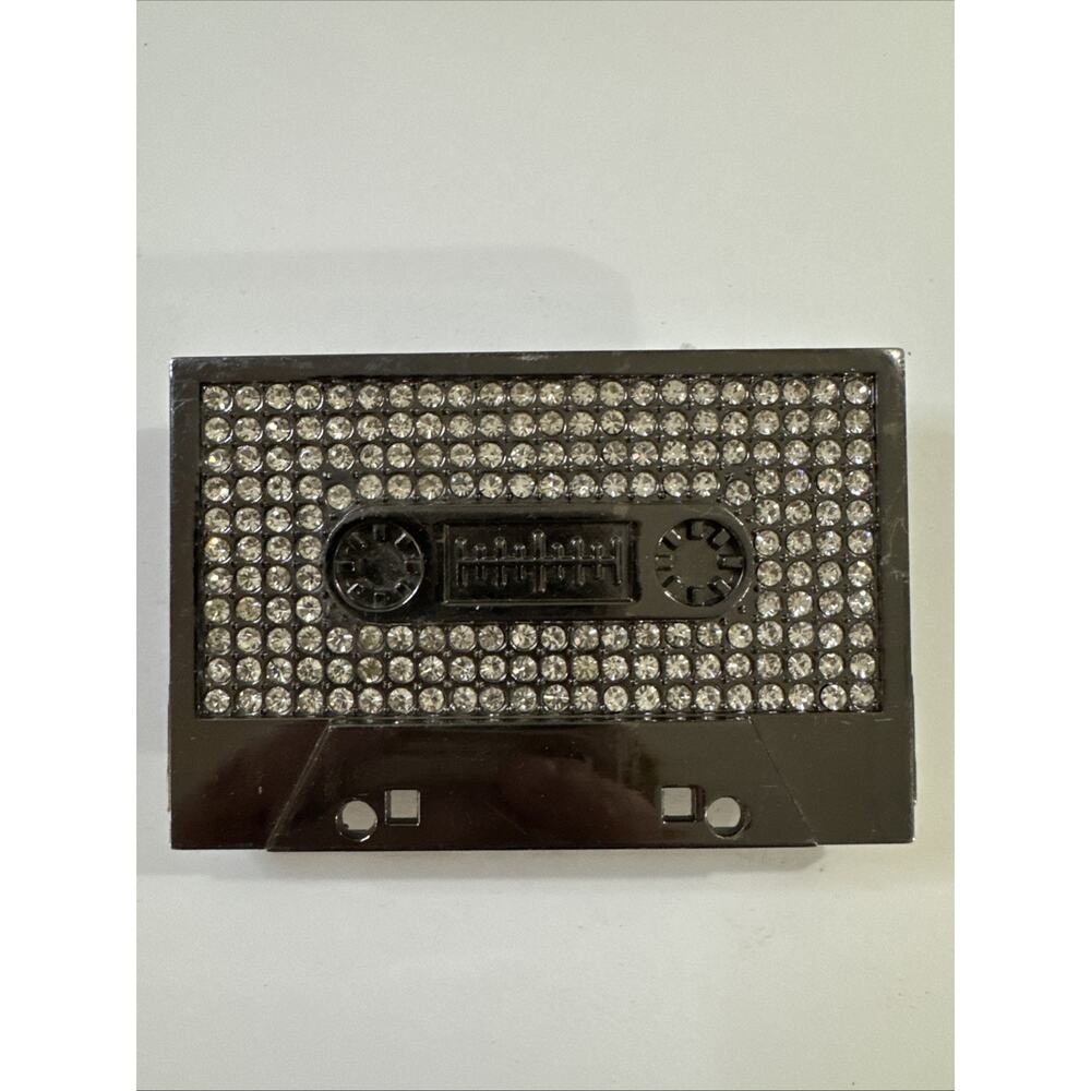 Cassette Tape Music Boom Box Rhinestones HIP HOP Rock Fashion Metal Belt Buckle